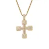 Hip Hop Iced Out Zircon Cross Necklace Pendant Gold Silver Plated Bling Bling Punk Jewelry Gift208O