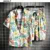 Summer Cool Men Tracksuit Fashion Men's Short Sleeve Hawaiian Floral Shirt and Shorts Casual Beach Two Pieces Suit Sets LJ201126