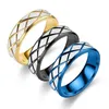 Fashionstainless Steel Cut Stripes Ring Blue Gold Women Par Rings Band Fashion Jewelry Will and Sandy Gift