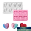 Molde de pastel de silicona con forma de corazón de diamante DIY 3D, pastel de Chocolate, Fondant, pudín, gelatina para hornear, pastelería, jabón, molde para hacer velas