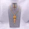 Ensembles de bijoux 18K éthiopien or Arabia collier pendentif boucle d'oreille pour femmes indien dubaï fête de mariage africaine cadeaux de mariée set5988121
