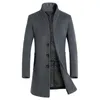 Men's Wool & Blends Winter Coat Slim Fit Jackets Mens Casual Warm Long Windbreaker Jacket And Men Pea