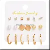 Boucles d'oreilles breloques bijoux femmes coréen goujon pour femmes Vintage perle papillon or croix boucle d'oreille ensemble 2021 tendance boucles d'oreilles femme livraison directe L