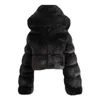 잘린 모피 가짜 모피 코트와 자켓 여성 푹신한 탑 코트 후드 겨울 모피 재킷 코트 Manteau Femme 201016