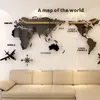 Mapa del mundo Acrílico 3D Pared de dormitorio de cristal sólido con sala de estar Pegatinas de aula Ideas de decoración de oficina 201201