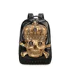 ashion 3D Embossed Crown Skull Men Borse zaino unico Maschio Cool Rock Borse Rivetto stravagante borsa per laptop per adolescenti mochila