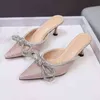 Nowa marka Kobiety Sandal Buty Cienki Niski Obcas 6 CM Pompy Sukienka Obuwie Damskie Moda Płytki Płytkie Slingback Mules Y220225