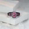 Wedding Rings Elegant Pink Zircon Minimalist Ring Vintage Black Gold Luxury Crystal Oval Stone Engagement For Women Jewelry Wynn22