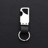 Wholesale High Quality Business Mens Gift Silver Metal Key Chain Black Leather Car Keychain in Stock