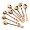 Aihogard 8pcs / Lot Cucharas de azúcar de café Cuchara de té de postre de hielo de acero inoxidable creativa Forma de flor Juego de vajilla elegante H jllgvo