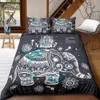 Tecknad elefant djur bohemia thailand etnisk stil sängkläder uppsättning duvet täcker sängkläder hem textil lj201015