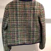 Cappotto corto da donna con tasche in tweed a maniche lunghe autunno inverno da donna 201026