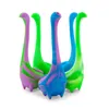 Tubo in silicone da 7 pollici in vetro portatile Mini forma di elefante Acqua per tabacco Tubi manuali in silicone per fumatori dinosauro multicolore