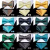 Bow Ties LH2024 Hitie Classic Butterfly Self Tie Green for Men Pocket Square Cufflinks Set Set Fashion Silk Bowtie Set11471098