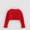 Baby Girl Cadigan Lange Mouw Klein Meisje Katoen Gebreide Sweater Jas Peuter Heer Heerbare Jas Baby Betned Knit Bolero Kleding LJ201128