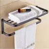 High Quality 60 CM GoldAntique bronze Fixed Bath Towel Holder Wall Mounted Towel Rack Brass Towel Shelf Bathroom Accessories T200915
