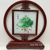 Free DHL Office Home Decoration Chinese style Table Decor Ornaments Hand Silk Embroidery Patterns with Bubinga Frame Christmas Business Gift