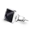 Fashion rhombus Square Stud Earrings Black zircon diamond ear rings for women men jewelry will and sandy gift