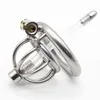 Nxy Cockrings Chaste Bird Stainless Steel Cock Cage Penis Ring Male Chastity Device with Catheter Stealth New Lock Tube Adult Sex Toy A282 0215