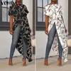 Asymétrique Tunique Femmes Tops 2020 D'été Dames Chemises Vintage Floral Imprimé Long Blouse Femme Plus La Taille Casual Blusa S5XL T200321