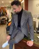 Houndstooth Erkek 2 adet Düğün Smokin Takımları Vintage Fit Örgün Adam Takım Elbise Damat Giyim Tüvit 3 Parça Ceket Pantolon Yelek CG001