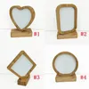 Bamboos Sublimation Blank fotoram med bas DIY Double Sided Wood Love Heart Round Frames Creative Dekorativ Foto-Frame T9i001783