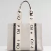 Female Open Pocket Shoulder Bag Letter Print Stripe Large Capacity Tote Canvas Japanese Casual Handbag