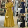 Casual Dresses ZANZEA Fashion Off Shoulder Vestidos Female Lace Up Belted Dresses Beach Holiday Ruffle Robe Womens Bohemian Long Maxi Dress 5XL 020723H