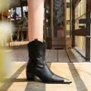 Neue Herbst Und Winter Gummi Sohle Stiefel PU leder Schuhe Frauen Mitte Der Wade Metall dekoration 5CM Starke Ferse chelsea Booties