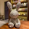 Cute Diamond Inlaid Rabbit Plush Toys 38cm Bunny DIY Doll Ornament Creative Gifts Accompany Xmas Birthday Toys For Children 220217