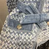 Vintage Blue Denim Jacke Mit Gürtel Taille Ripped Loch Frauen Mantel 2019 Herbst Langarm Taschen Streetwear Neue T200319