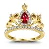 고품질 링 탑 반지 크리 에이 티브 쥬얼리 합금 전기 도금 다이아몬드 보석 지르콘 숙녀 크라운 모양