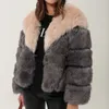 Via di pelliccia di pelliccia di colore contrasto di lusso Donne inverno finte giacche di pelliccia di volpe cappotti di strada soffice soprabito soffice giacca di pelliccia finta calda 201212