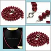 Colliers de perles Pendentifs Bijoux Naturel 8X10Mm Brésil Rouge Rubis À Facettes Rondelle Gemmes Collier De Perles 18 Drop Delivery 2021 956El