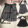 Taille haute ceinture ruban fermeture éclair poche plissée mini jupe courte harajuku streetwear coréen femmes gothique cargo punk sexy sombre ensemble lj201103