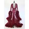 Sexy Feather Trumpet Tailed Skirt Night Gown Ostrich Bride Sleepwear Robes Long Sleeves Dressing Gown Women Sexy Pajamas Dresses1437583