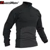 MAGCOMSEN Men Tactical T-shirts Summer Long Sleeve Elastic Military Army Combat T-shirts Navy Airsoft Top Tees Male Clothing 201202