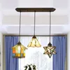 Lampade a sospensione Stile mediterraneo Tiffany Vetrate in vetro colorato Luci a spirale 3 teste appese per la decorazione domestica, bar, ristorante