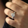 Luxury Cubic Engagement Rings Set Female Square Geometry Anillos Zircon Crystal Wedding for Women Bridal Jewelry Mujer Bague6917697