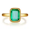 Pansysen 18K guldfärg Emerald Ringar för kvinnor Vintage Real Silver 925 Ring Mens Smycken Varumärken Årsdag Party Present Partihandel J1225