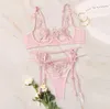 KANCOOLD Women Sexy Lingerie Lace Babydoll Open Bra Set G-String Underwear Nightwear Bra & Brief Sets LJ201031