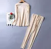 70% Silk 30% bomull Kvinnors varma termiska underkläder Långa Johns Set M L XL SG381 201027