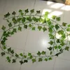 12pcs 2.4m人工アイビーリーフガーランド植物ブドウの偽の葉の花の家の装飾プラスチック人工花Rattan Evergreen T200601