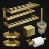 Luxe ruimte aluminium badkamer accessoires set gouden geborstelde handdoekplank nieuwe mantel papieren rek toilethouder metaal T200425