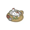 20PCS Lot Cute Cartoon Coffee Cat Brooch Brooch Ald Enomel Flar Flower Pins Friend Women Men Mężczyznę Puchar