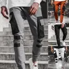 Herrbyxor Mens Casual Solid Multi-Pocket Byxor Streetwear Slim Drawstring Cargo Pencil Male 2021 Fashion Tunna Jogging Sweatpants