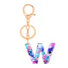 Favor A-Z English Letter Keychain Resign Acrylic Fashion Keyring Glitter Car Pendant Couple Key Chain Holder Women Gifts