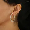 HOOP Huggie Gold Couleur Free Sea Pearl Perles Big cercle Boucles d'oreilles rondes pour femmes Mode Mode simulée Gorgeous Bijoux Cadeaux1