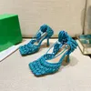 trendy master brand spring and summer ladies sandals woven mesh upper stiletto square toe casual banquet beach 6cm