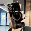 S 21 20 Plating Love Heart Phone Holder Case för Samsung Galaxy S21 Plus Ultra S20 Fe 5g Lyxig silikonskydd på S20fe S21ULTRA W220226